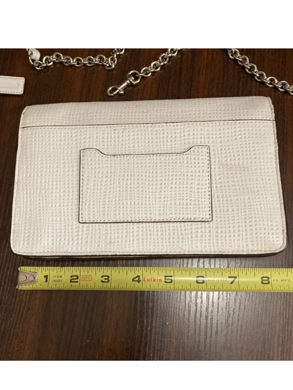 COACH Textured Leather Crossbody in Off-White with Silver Chain - Picture 2 of 3